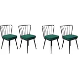 Skye Decor, Yıldız-951 V4, Stuhlset (4 Stück), Grün, 100 % METALL, 43 x 42 x 82 cm - Grün/Schwarz