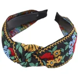 1 Stück 5cm Breit Haarreif Damen Haarband Retro Haarreifen mit knoten Besticktes Blumenstirnband Kopfband Stirnband Haarschmuck Kopfbedeckung für Täglichen Gebrauch für Frauen Mädchen,Schwarz