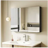 Hopibath Badezimmerspiegelschrank Alu Spiegelschrank Schwarz 2türig 80x60cm 1 türig 50x70 40x60cm (Rechteckig Eckig Wandschrank Badezimmer Badschrank, Doppelseitiger Spiegel) Verstellbare Glasböden, Softclose-Scharnieren schwarz 80 cm x 60 cm x 12.5 cm