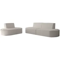 Fun Möbel Polstergarnitur Sofaset Designersofa MILOT 2-1 in Stoff, (Set, 2-tlg), Rundumbezug beige