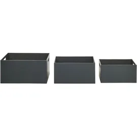 Beliani Aufbewahrungsbox 3er Set LARSA Kunstleder Graphitgrau