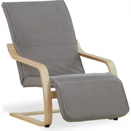 Homestyle4u Relaxsessel Cord 66 x 94 x 62 cm Grau mit Liegefunktion