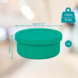Belle Vous Pizzateigbehälter mit Deckel - Set von 4 - Silikon - Stapelbare Teigbehälter - Pizzaballenbox - Zum Brotbacken und Pizzabacken - Pizza... - Grün