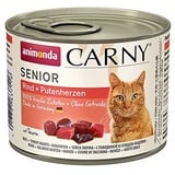 Carny Katzen Nassfutter Senior Rind + Putenherzen (6 x 200g), Katzenfutter nass von animonda ohne Getreide und Zucker für Katzen ab 7 Jahren mitfrischen und fleischigen Zutaten