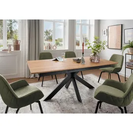 Livetastic Esstisch Braun, Holz, Wildeiche, massiv rechteckig, X-Form, 100x75x180 cm, ausziehbar, Esszimmer, Tische, Esstische, Esstische ausziehbar