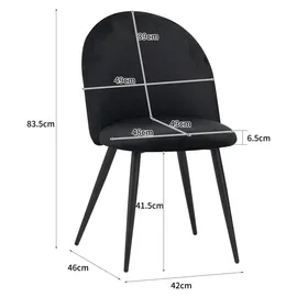 Albatros Esszimmerstuhl CAPO Samt Schwarz 4er Set