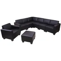 Mendler Modular Sofa-System Couch-Garnitur Lyon 6-2, Kunstleder ~ schwarz
