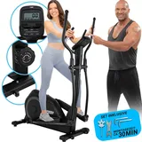 MIWEBA Sports Crosstrainer MC500 | 7 kg Schwungmasse - extra großes LCD-Display - Pulsmessung - Fitnessgerät (Schwarz) Matt) - Schwarz