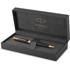 Parker Sonnet Kugelschreiber | Matt-Schwarze Lackierung mit Goldzierteilen | Mittlere Spitze | schwarze Tinte | Geschenkbox