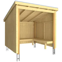 Gartenhaus PLUS "Nordic", beige (natur), Holz, Gartenhäuser, Grillhütte - 5 m2, inkl. Dachpappe/Aluleisten/H-Füße