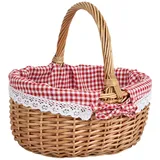 Gralara Handgefertigtes Gewebtes Picknickkorb Set für Die Unterhaltung Im Freien Und Als Dekoration für zu Hause, L rot weiß