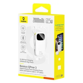 Baseus EnerFill FC31, 20000mAh Biały 20000 mAh, 22.50 W, 73 Wh), Powerbank, Weiss