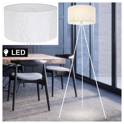 etc-shop Stehlampe, Steh Leuchte Baum Dekor Stativ Stand Lampe 3-Bein weiß Ess Zimmer im Set inkl. LED Leuchtmittel