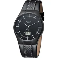 REGENT Herren-Armbanduhr schwarz Analog-Digital FR-216 Leder-Armband D2URFR216 - Schwarz