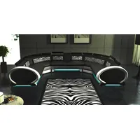 U förmige Couch Sitzpolster Ecke Leder Ecksofa Moderne Designer Couchen + USB - Weiß