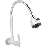 Candeon Edelstahl Wasserhahn Küche Wandmontage, 360° Drehbar Küchenarmatur Kaltwasserhahn Wandmontage Spültischarmatur Küche Mit 2 Strahlarten Brause, 1/2" Gewinde Einhand Wandarmatur