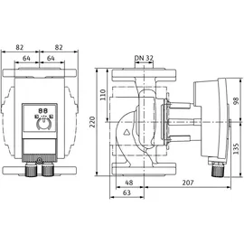 WILO Nassläufer-Pumpe Yonos MAXO plus 32/0,5-11 PN 6/10, Flansch