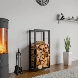 CLP Kaminholzständer Keri V2 Metall 25 x 40 x 100 cm Schwarz