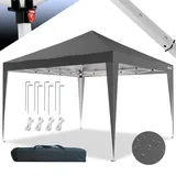 24move 24MOVE® Pavillon Santos 3x3m Pop-Up UV-Schutz 50+ Wasserdicht & winterfest mit Tasche faltbar & stabil, für Camping & Garten Faltpavillon - Partyzelt Grau