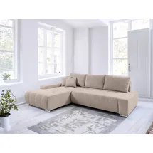 Fun Möbel Ecksofa Sofa mit Schlaffunktion VOGAR Stoff Poso Beige Ottomane Links - Beige