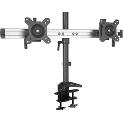 HFTEK®  Monitorhalterung für 2 Bildschirme von 15 – 27 Zoll mit Doppel-Klemmsystem - VESA 75/100