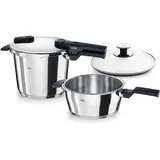 Fissler Schnellkochtopfset Vitaquick®, Silber, Metall, 2-teilig, Druckregelventil, Druckanzeige, Kochen, Töpfe, Schnellkochtöpfe