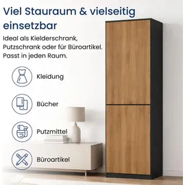 home collective Kleiderschrank 50 x 40 x 180 cm Anthrazit-Eiche