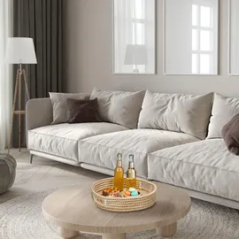 Relaxdays Serviertablett 3er Set rund, Natur
