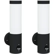 vidaXL Außenwandlampen 2 pcs Schwarz 12 x 7.5 x 29 cm Edelstahl