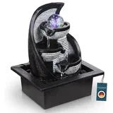 bmf-versand® Tischbrunnen mit RGB und rotierende Glaskugel – hübsche Dekoleuchte mit RGB LED – Zimmerbrunnen mit Leuchtfunktion Pumpe Grau Kugel 4 Stufen