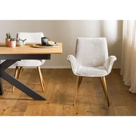 Massivmoebel24 Polsterstuhl Buche Polyester beige/braun
