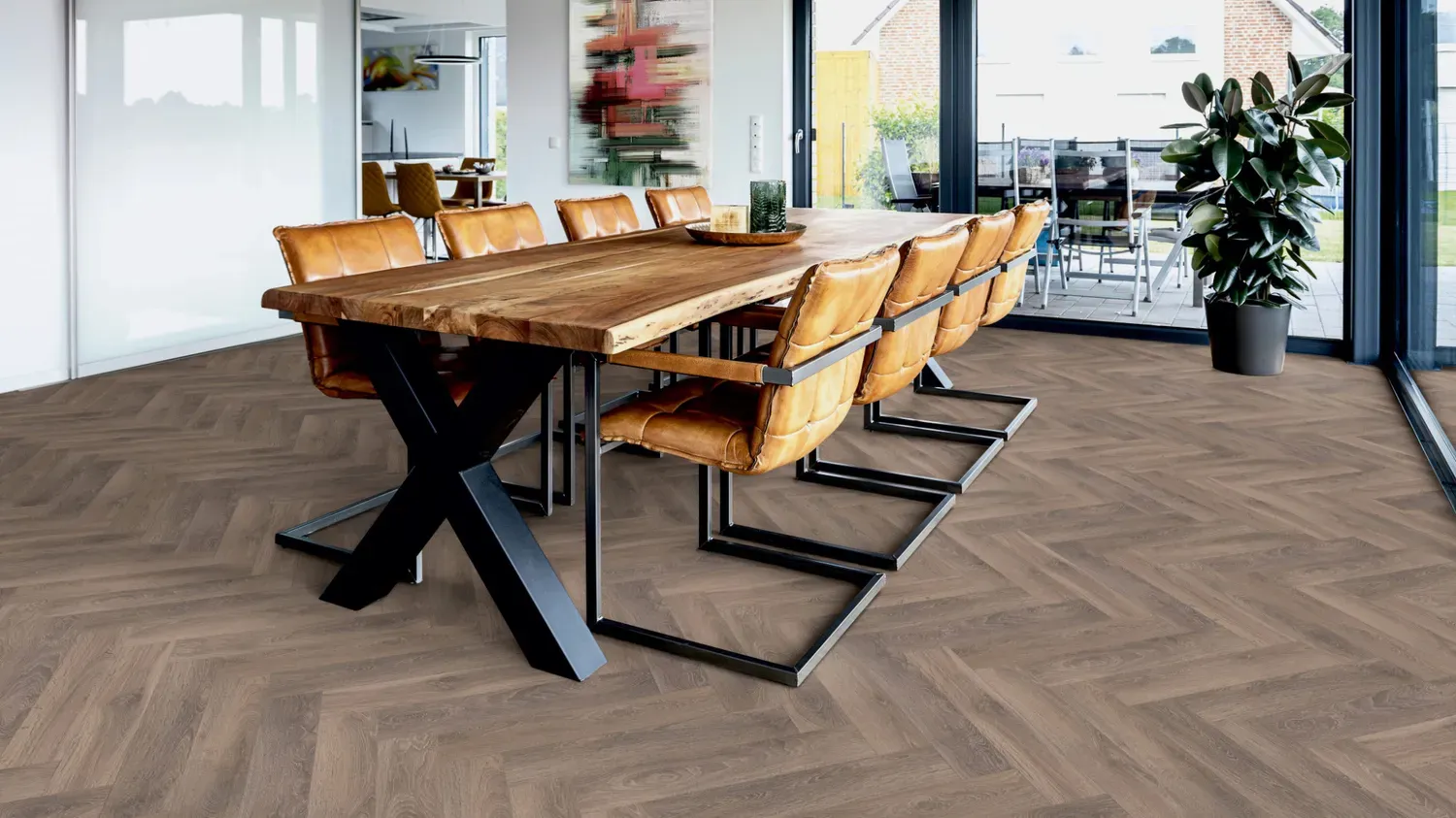 ter Hürne Herringbone Edition Laminat fein-geport Fischgrät Iko Premium-Laminatboden Eiche Suite 630x126x10 mm