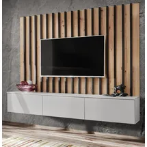 furn.design Pearl Lowboard 180 cm Grau/Eiche Metall/MDF/Holzwerkstoff