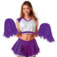 Fiestas Guirca Kostüm, Sportlicher Karnevalstaumel Cheerleader Pom Poms Kostüm Zubehӧr Erwa lila