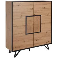 Xora Highboard Schwarz, Eichefarben - B/H/T ca. 116,00x131,00x40,00