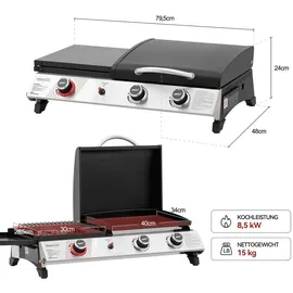 Royal Gourmet Tragbarer Gasgrill 3 in 1