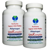 KURKUMA + INGWER + CHILI + PFEFFER - Piperin & Curcumin - UniKomplex - 360 (2x180) Pulver Kapseln - Natur pur - OHNE ZUSATZSTOFFE. 27040-4