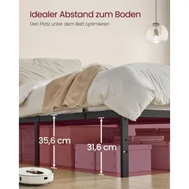 VASAGLE Bett, Metallbett, Bettrahmen, Unterbettaufbewahrung, modern, Gästebett, einfacher Aufbau