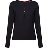 Henley-Shirt Langarm, Schwarz S