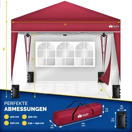 tillvex Faltpavillon 3 x 3 m inkl. 2 Seitenteile Rot