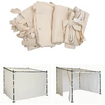 Mendler Seitenwand für Pergola HWC-A22 4 Stück 3 x 3 m Creme