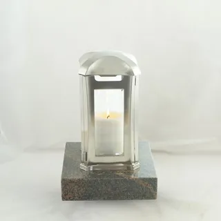 designgrab AEL5AGB1Gnei Grablampe Venezia aus Edelstahl, Silber, 13 x 13 x 24 cm
