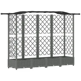 vidaXL Hochbeet mit Rankgitter und Dach 203,5 x 40 x 123 cm Hellgrau