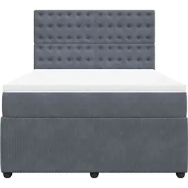 vidaXL Boxspringbett mit Matratze Dunkelgrau 140x200 cm Samt