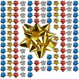 Relaxdays Geschenkschleifen Ø 5 cm Blau/Gold/Rot