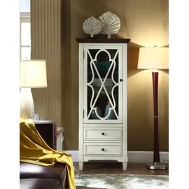 JV Möbel Vitrine 48,5 x 165 x 69 cm Braun/Weiß