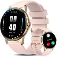 Smartwatch Herren mit Bluetooth Anrufen Android und iOS, 1.3'' Fitnessuhr Armbanduhren Herren Sportuhr mit Pulsmesser, Musiksteuerung, Schrittzähler - Rosa