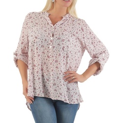 malito more than fashion Klassische Bluse Bluse 6709 (1-tlg) Tunika im Vintage Look mit Blumen Print Einheitsgröße rosa 34-40