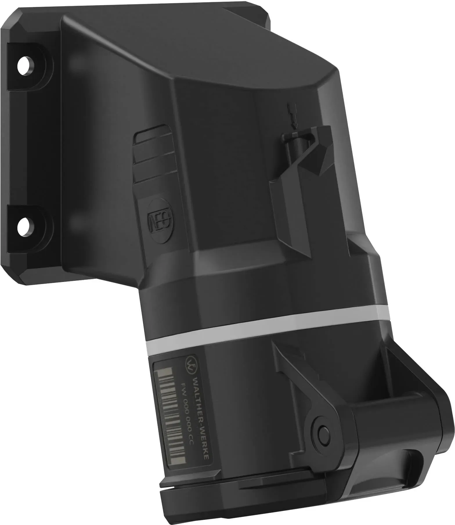 Walther Electric FW513501CC CEE NEO Anbaudose schräg, 16A, 5P, 1h, IP54 mit Käfigzugfeder-Technik und 77,5x90mm Flansch