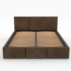 Muralo Polsterbett Stoffbett Bett mit Container Doppelbett Modernes Design Braun